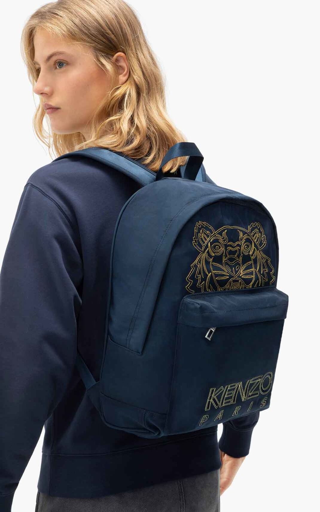 Kenzo Kampus Tiger Backpack Navy Blue For Womens 4192VURTN